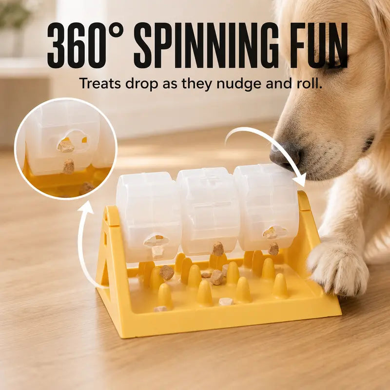 360-Degree Spin Interactive Dog Treat Dispenser & Slow Feeder Puzzle Toy