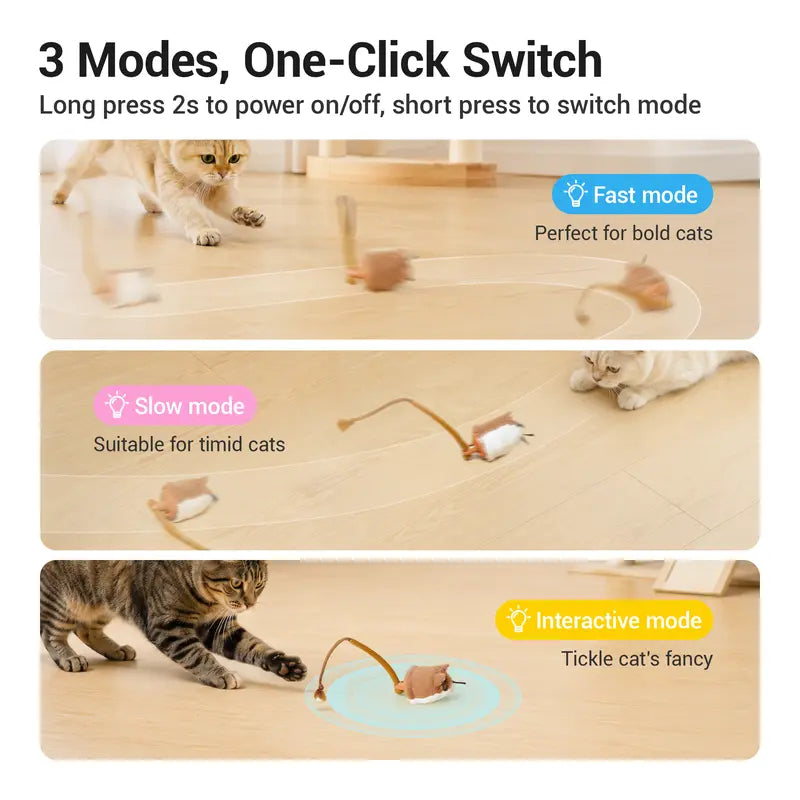 Potaroma Smart Rolling Mouse Cat Toy – Motion-Activated Electric Interactive Toy for Indoor Cats & Kittens