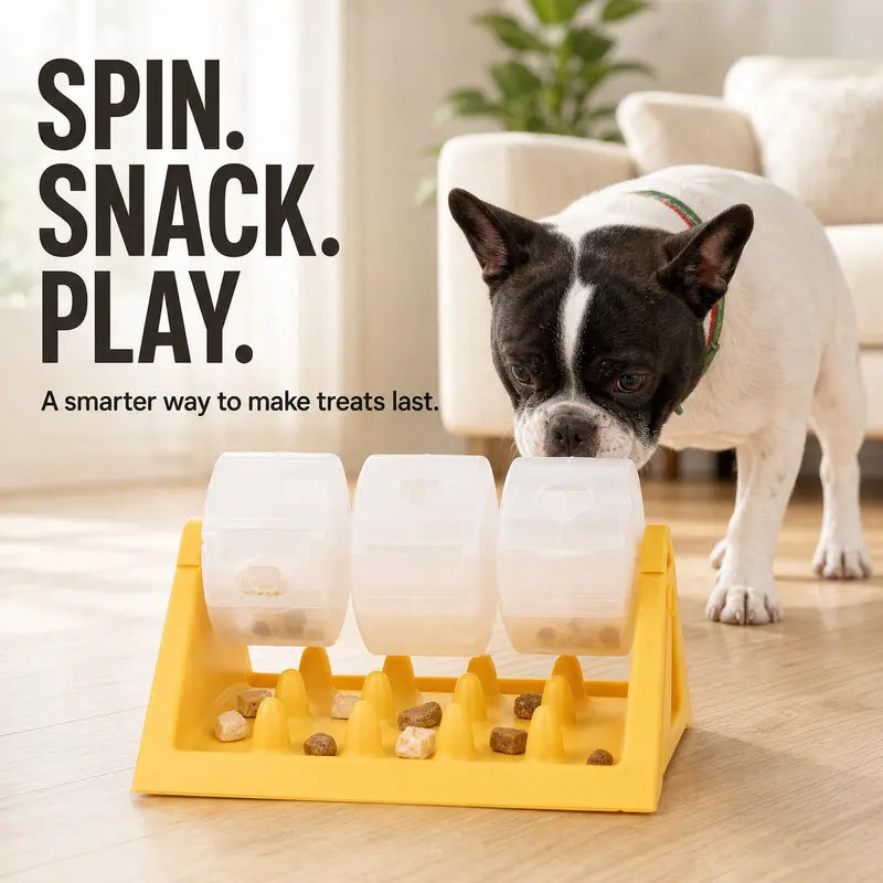 360-Degree Spin Interactive Dog Treat Dispenser & Slow Feeder Puzzle Toy
