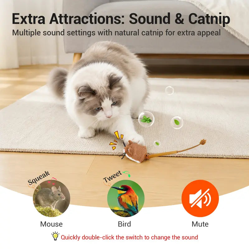 Potaroma Smart Rolling Mouse Cat Toy – Motion-Activated Electric Interactive Toy for Indoor Cats & Kittens