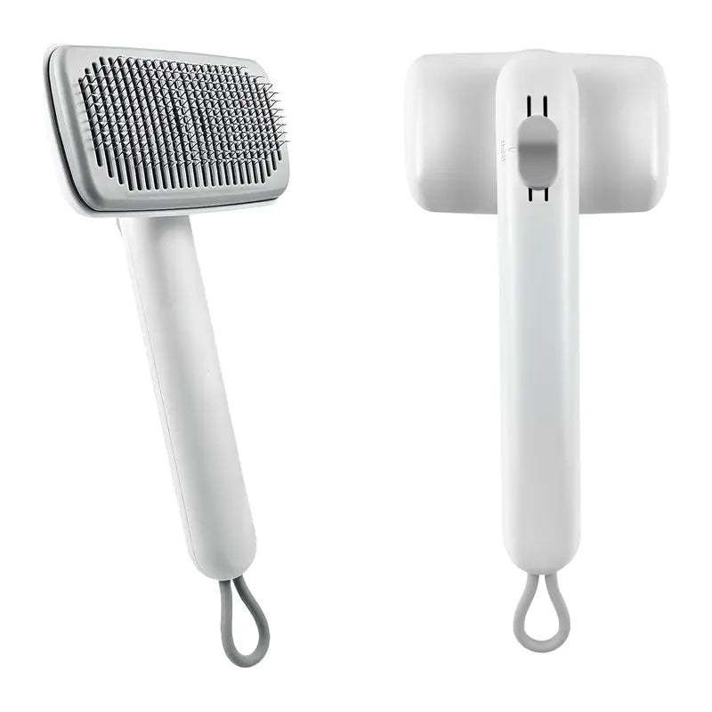 Self-Cleaning Cat & Dog Slicker Brush – 1-Click Deshedding Comb for Undercoat & Loose Hair Removal